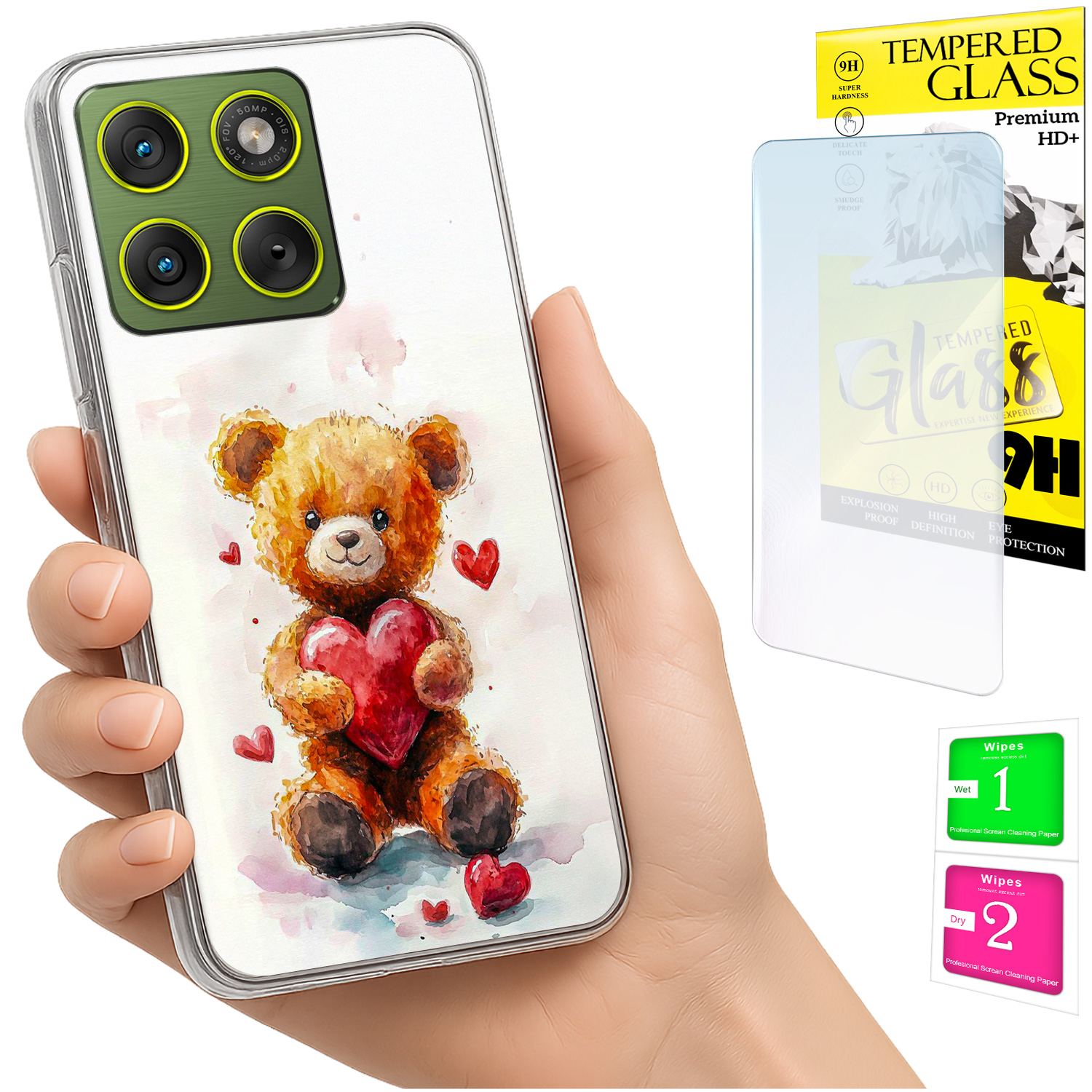 Schutzhülle Für Motorola Edge 70 Mit Foto-rückseitenmotiv, Teddybär + Glas