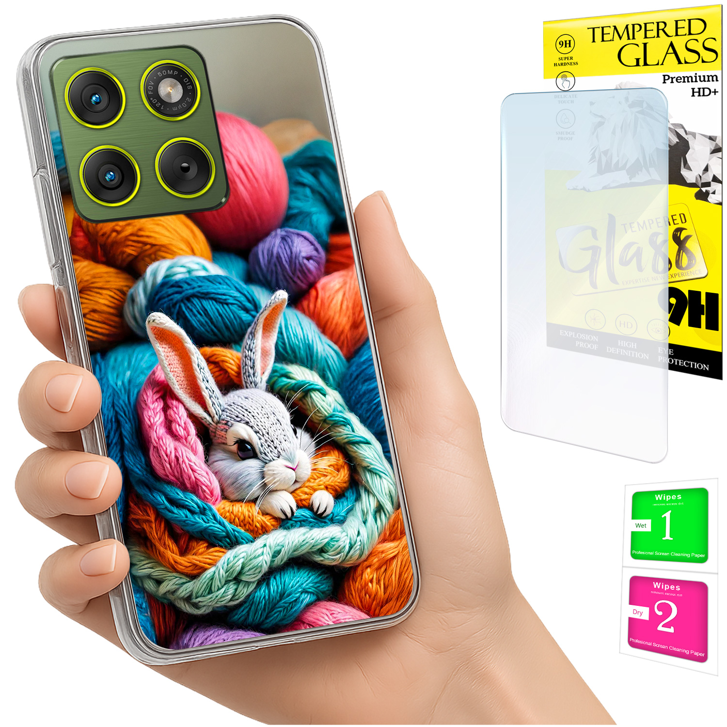 Schutzhülle Für Motorola Edge 70: Rückseite Mit Fotomotiv (hasenmotiv) + Glas