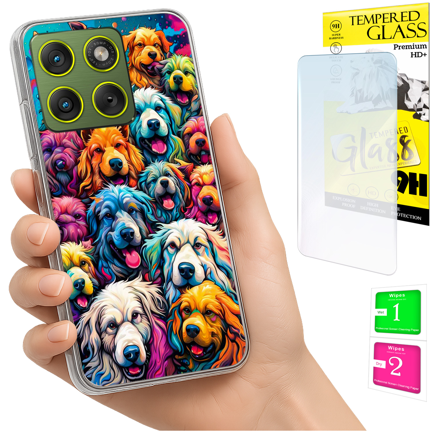 Schutzhülle Für Motorola Edge 70 Mit Foto-rückseitengrafik: Hunde + Glas