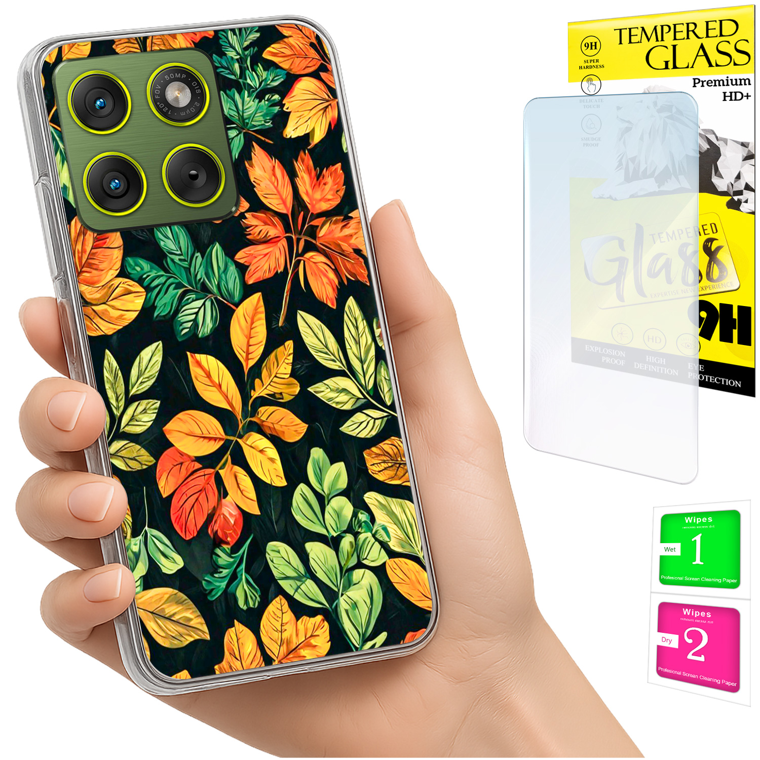 Schutzhülle Für Motorola Edge 70: Foto-rückseite Mit Blättermotiv Und Glas