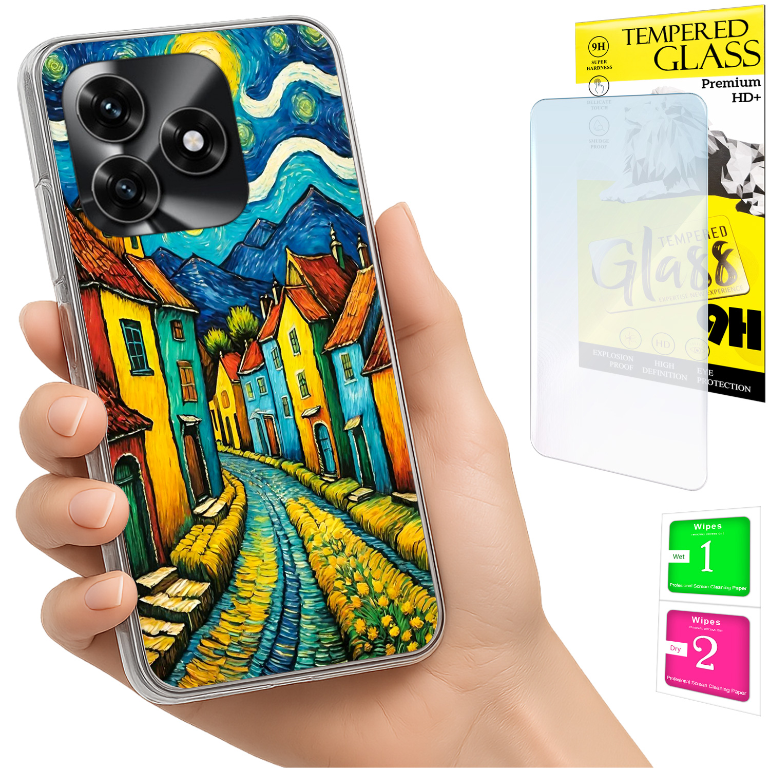 Schutzhülle Für Honor X5c Plus / X5c 4g Mit Fotorückseite (art) Und 9h-glas