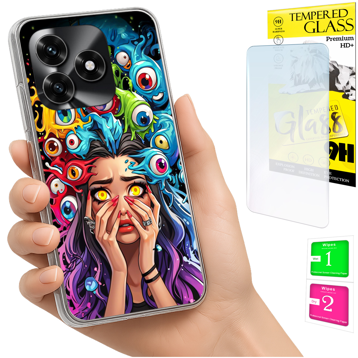 Schutzhülle Für Honor X5c Plus / X5c 4g Mit Foto-rückseite, Inklusive 9h-glas