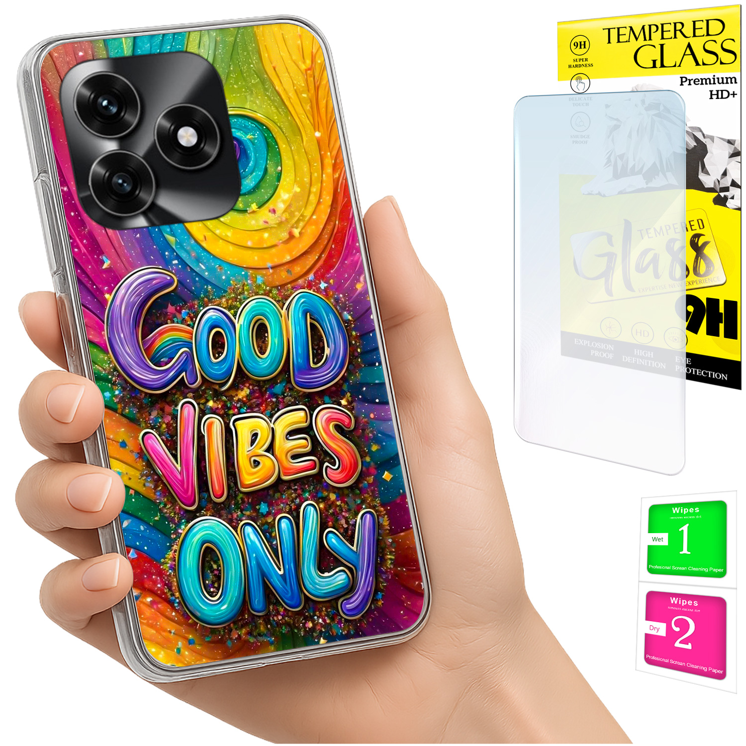 Schutzhülle Für Honor X5c Plus / X5c 4g Fotohülle Mit Rückseite Aus 9h-glas