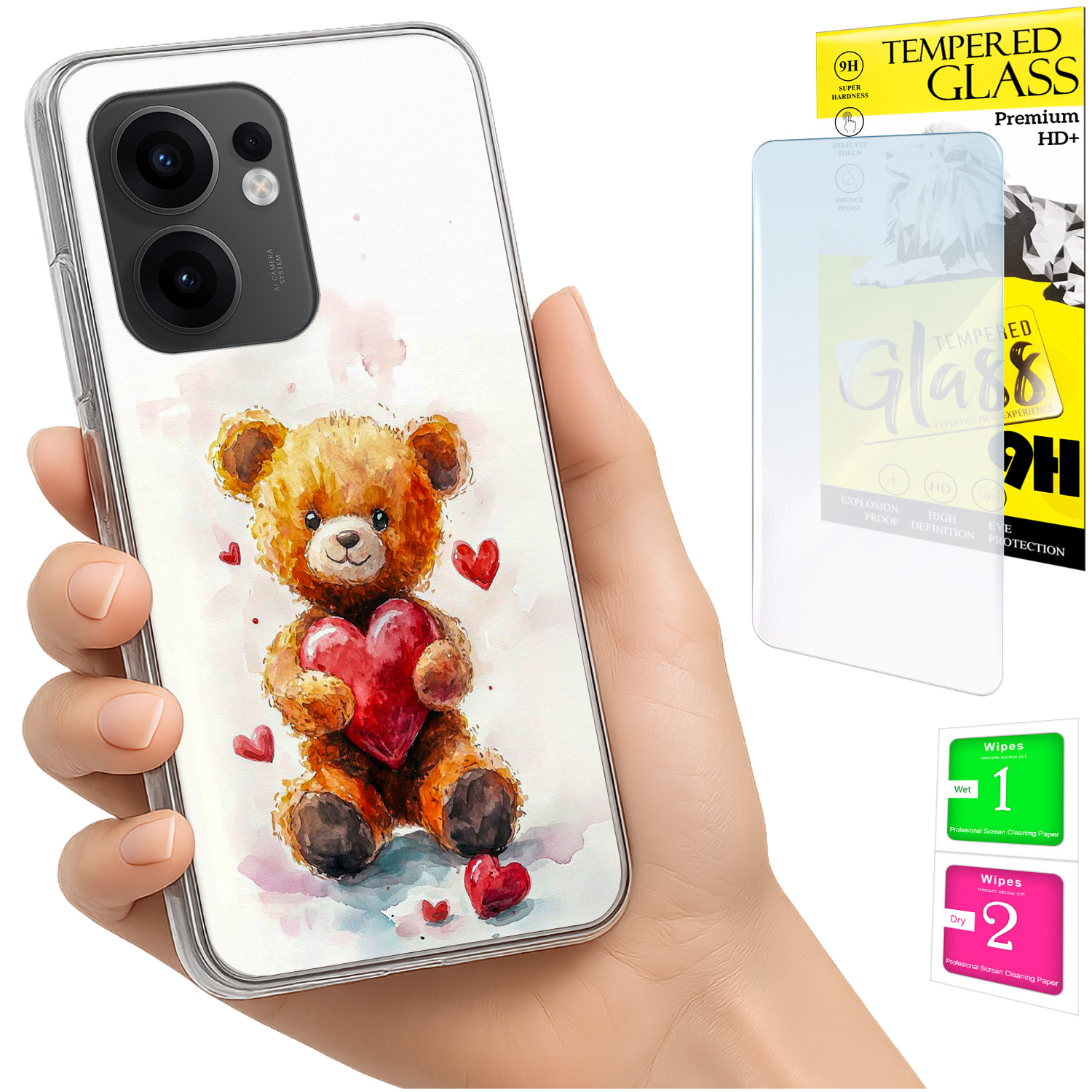 Schutzhülle Für Oppo Reno 13f 5g / 13 Fs 5g: Rückseite Mit Teddybär-motiv + 9h-glas