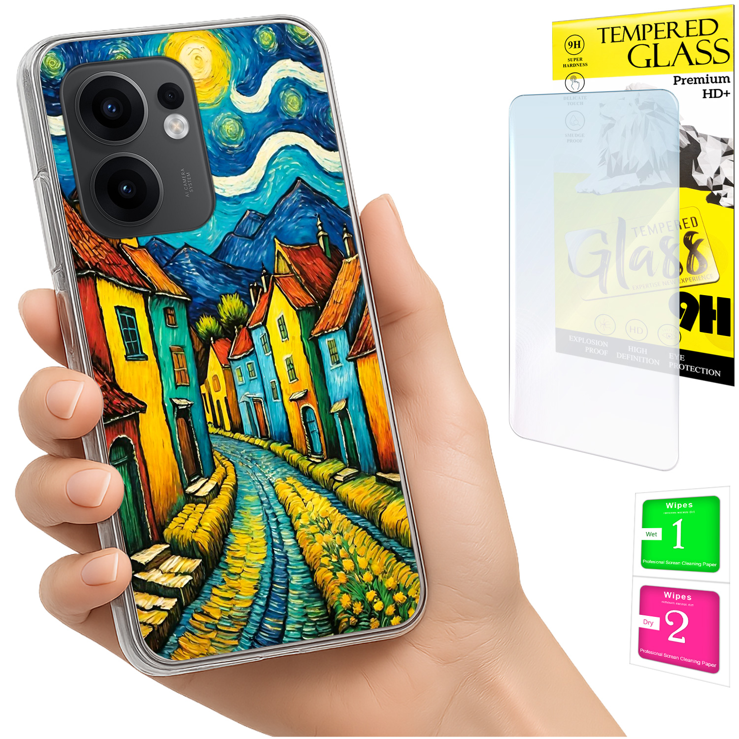 Schutzhülle Für Oppo Reno 13f 5g / 13 Fs 5g (fotogehäuse, Rückseite, Art + 9h-glas)