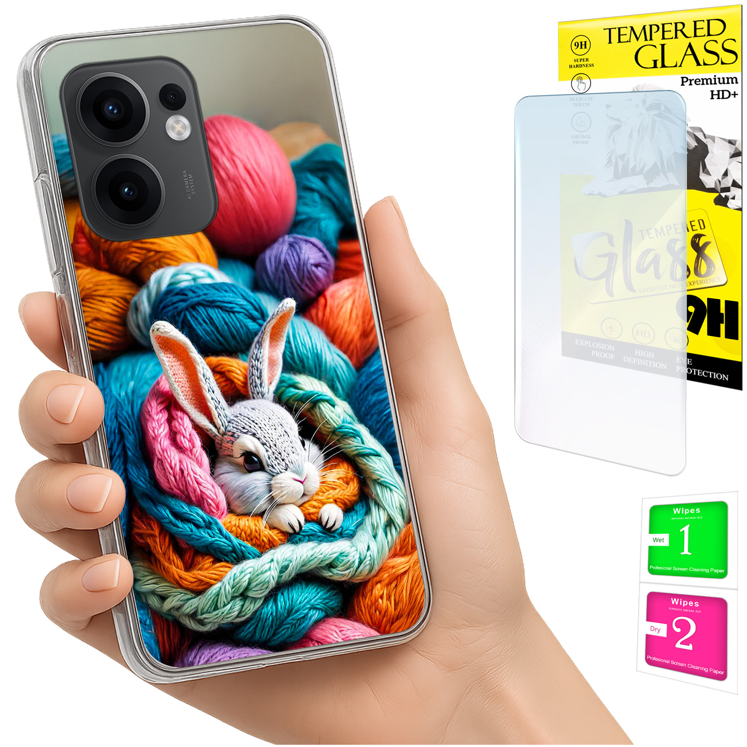 Schutzhülle Für Oppo Reno 13f 5g / 13 Fs 5g: Rabbit Back Case + 9h-glas