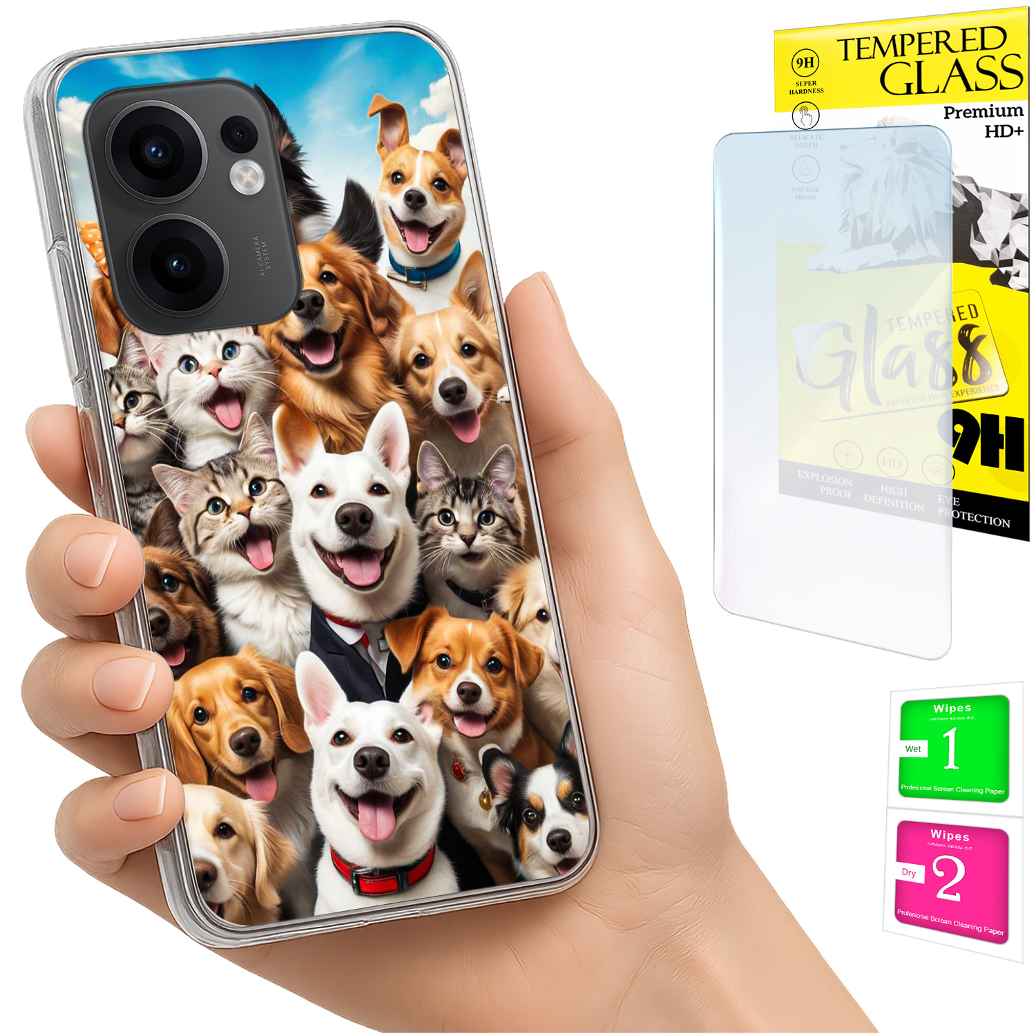 Schutzhülle Für Oppo Reno 13f 5g / 13 Fs 5g (foto-design, Rückseite Mit Hundemotiv) + 9h-glas