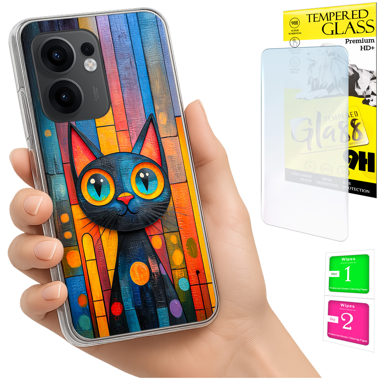 Schutzhülle Für Oppo Reno 13f 5g / 13 Fs 5g Mit Foto- Und Rückseitenmotiv (kitten-motiv) + Glas