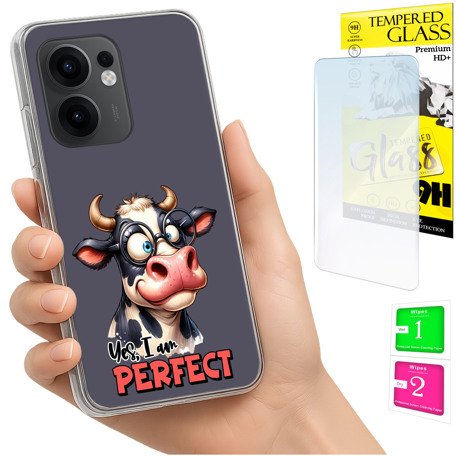 Schutzhülle Für Oppo Reno 13f 5g / 13 Fs 5g: Rückseite Mit Elefantenmotiv Und 9h-glas