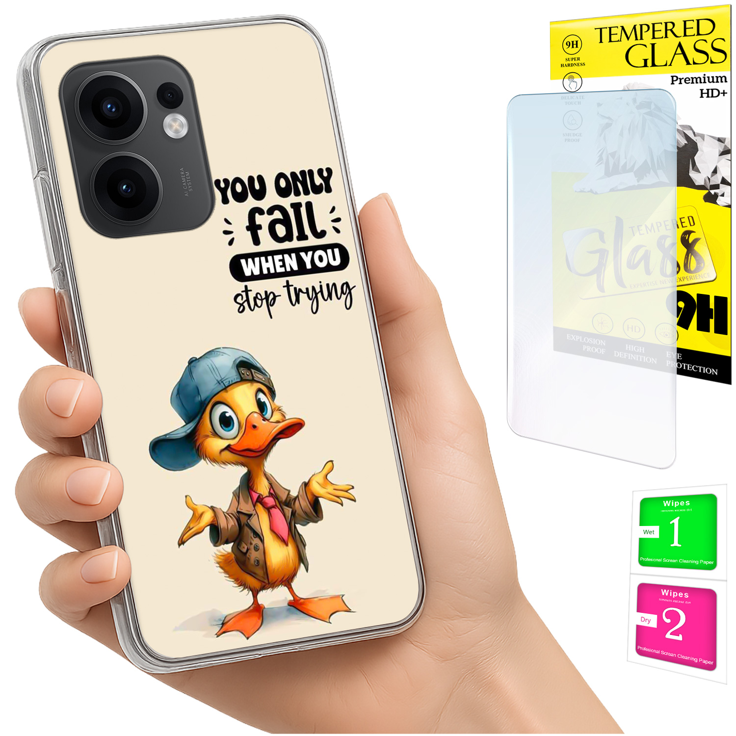 Schutzhülle Für Oppo Reno 13f 5g / 13 Fs 5g: Duck Back Schutzhülle + 9h-glas