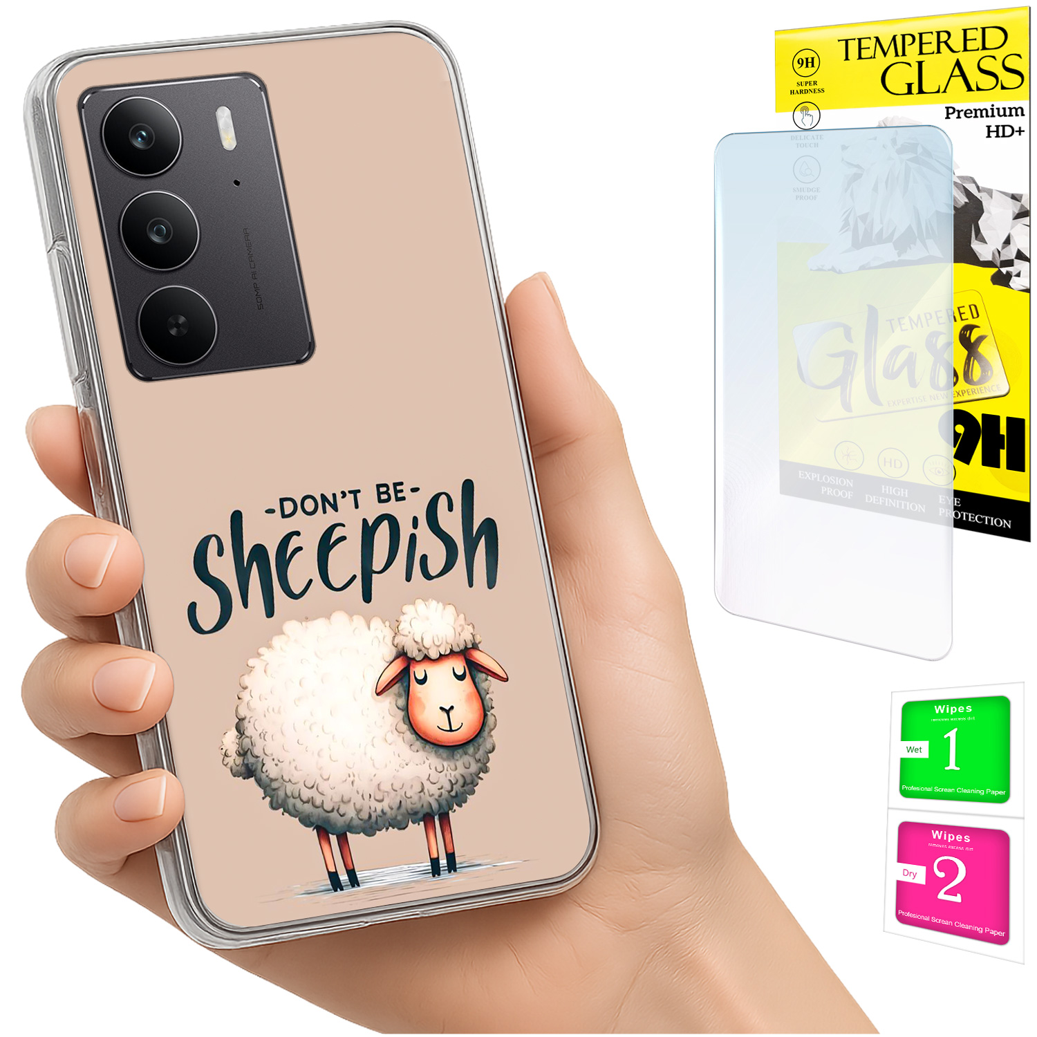Schutzhülle Für Realme C75 / 14x 5g Mit Foto-rückseite (schafmotiv) + 9h-glas