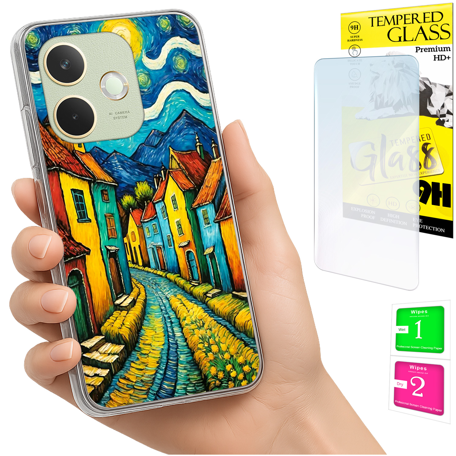 Schutzhülle Für Oppo A5 Pro: Foto-rückseite Mit Künstlerischer Grafik + 9h-glas