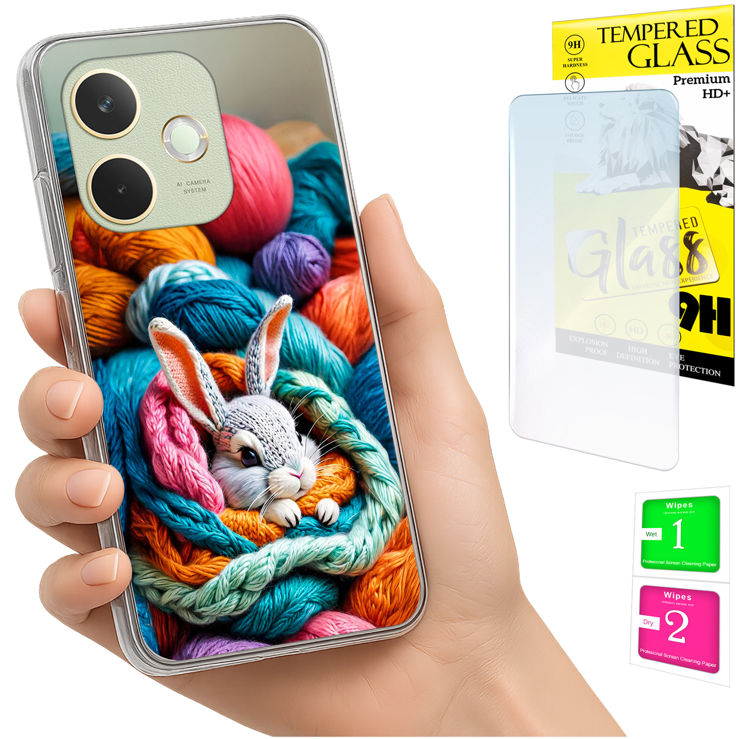 Schutzhülle Für Oppo A5 Pro: Foto-rückseite Mit Hasenmotiv + 9h-glas