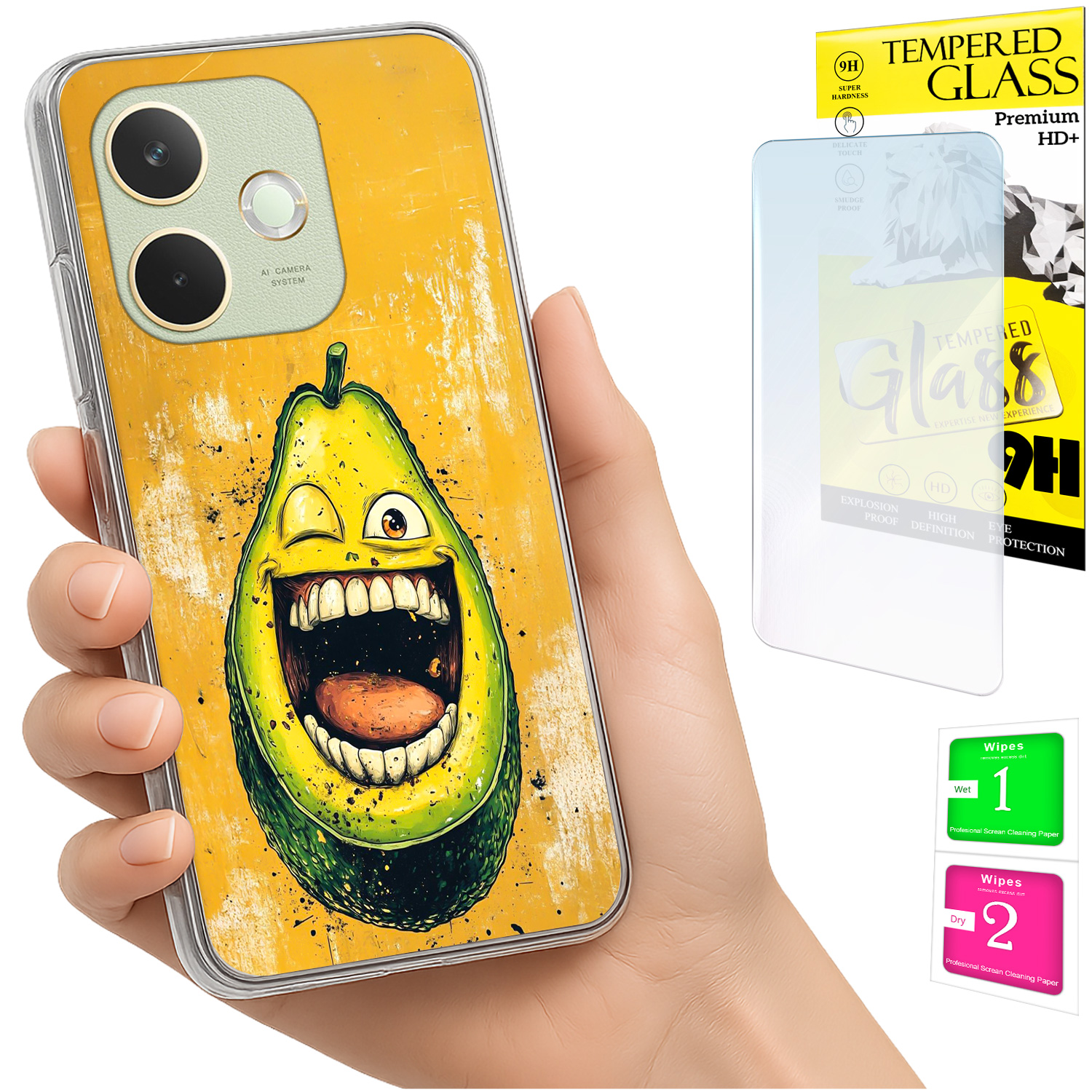 Schutzhülle Für Oppo A5 Pro: Foto-rückseite Mit Avocado-grafik + 9h-glas