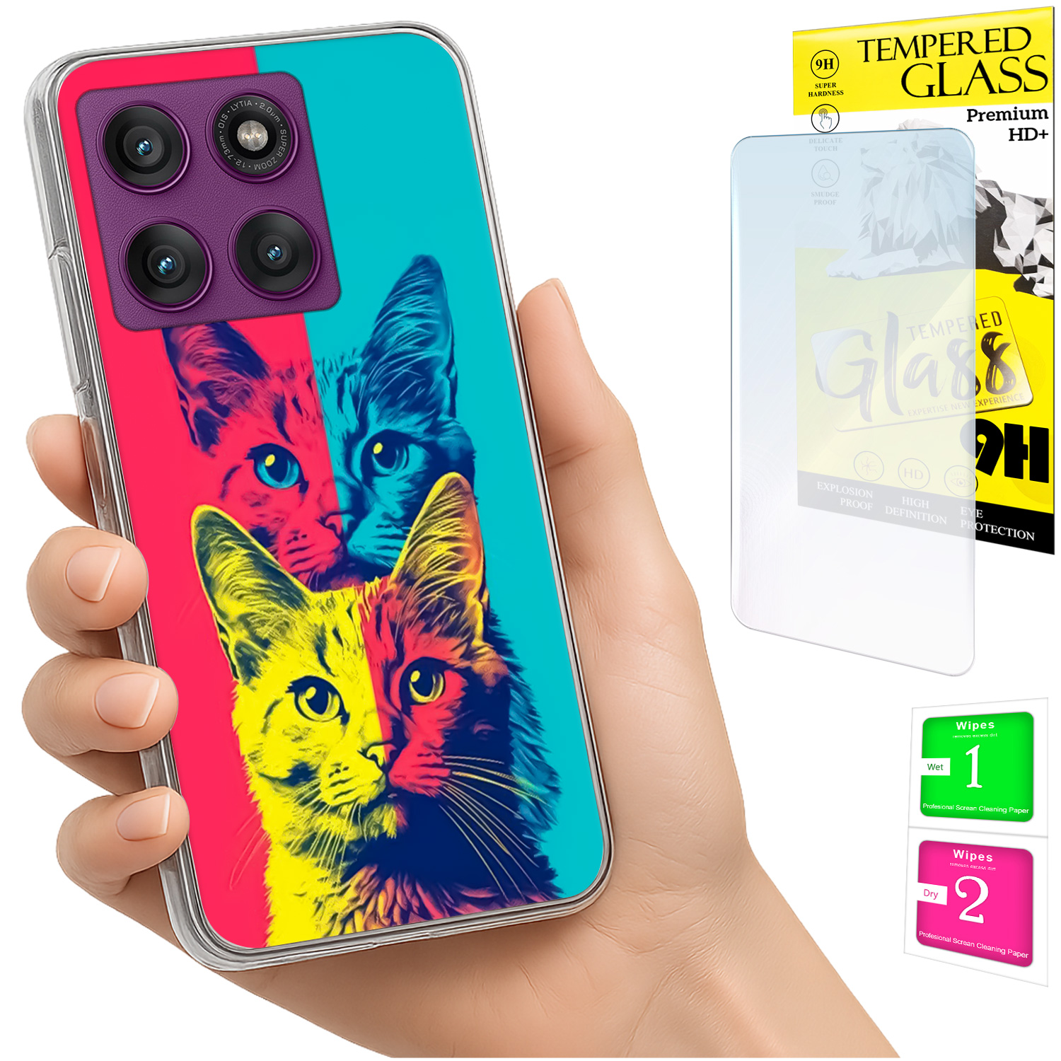 Schutzhülle Für Motorola Edge 60 Pro: Fotohülle Mit Katzenmotiv Und 9h-glas