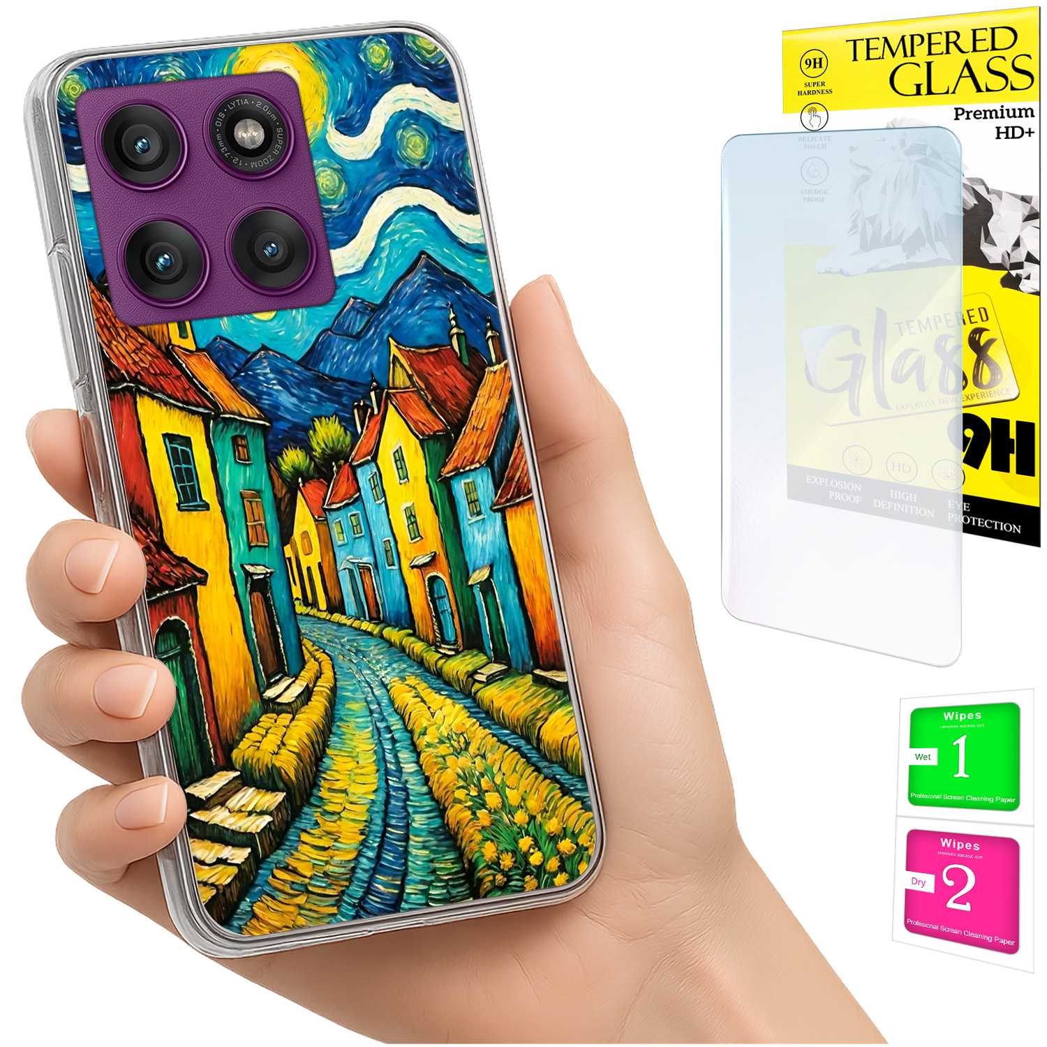 Schutzhülle Für Motorola Edge 60 Pro, Foto-rückseite Art + 9h-glas