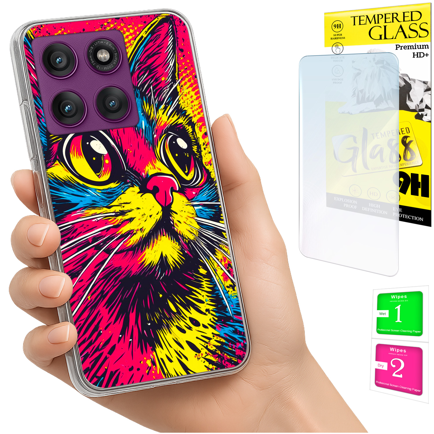 Schutzhülle Für Motorola Edge 60 Pro: Foto-rückseite Mit Katzenmotiv + 9h-glas