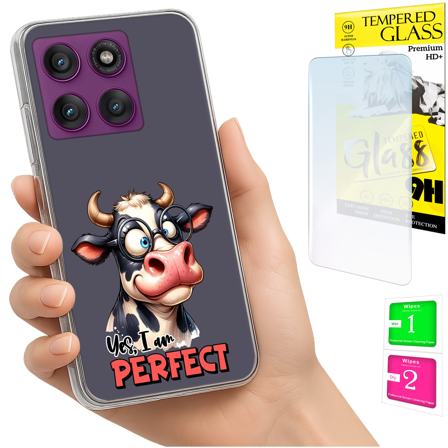 Schutzhülle Für Motorola Edge 60 Pro: Foto-rückseite Mit Elefantenmotiv + 9h-glas