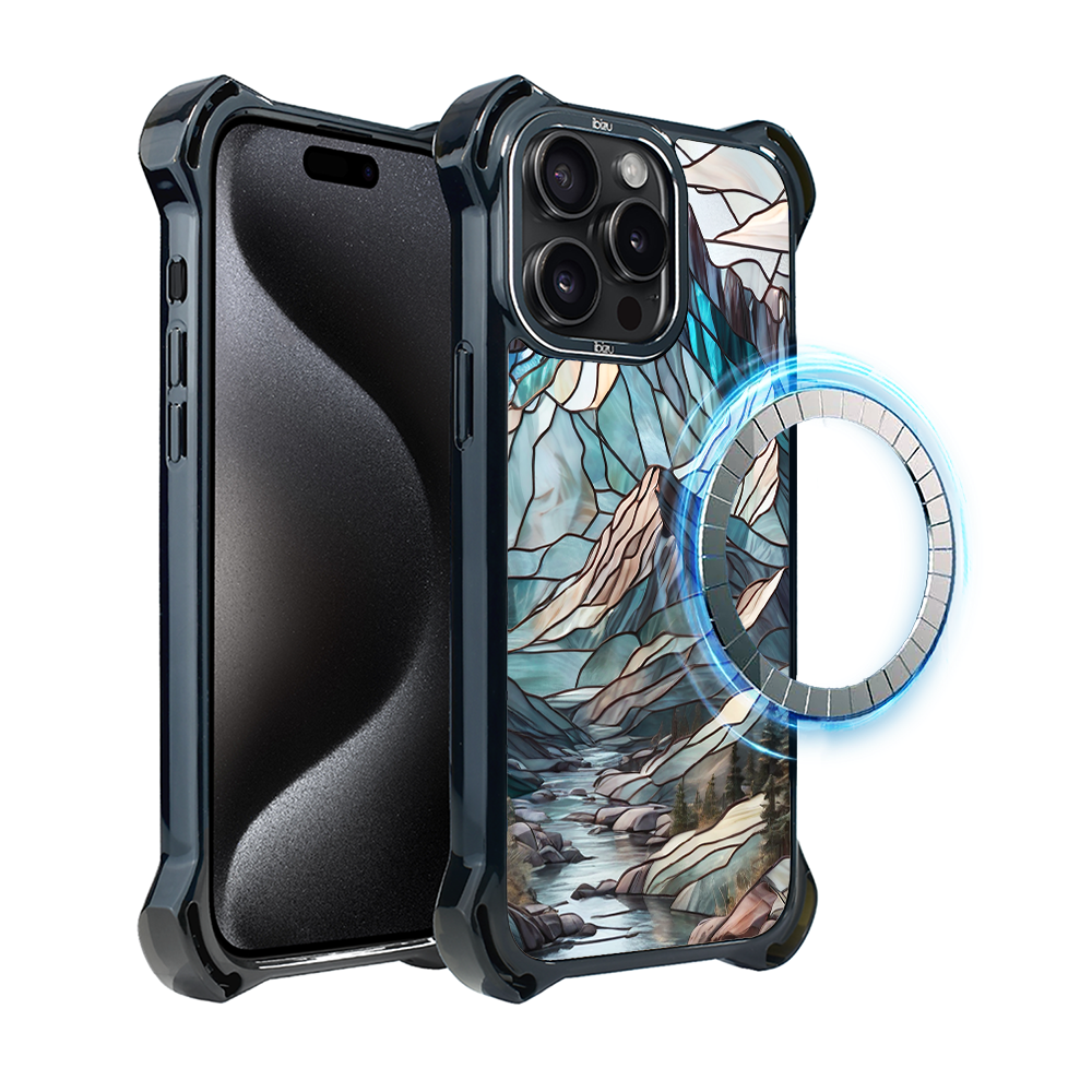 Iphone 15 Pro Max Ibizu Dropguard Ultra Hülle Mit Magsafe, Glasfarben, Mountain Stream