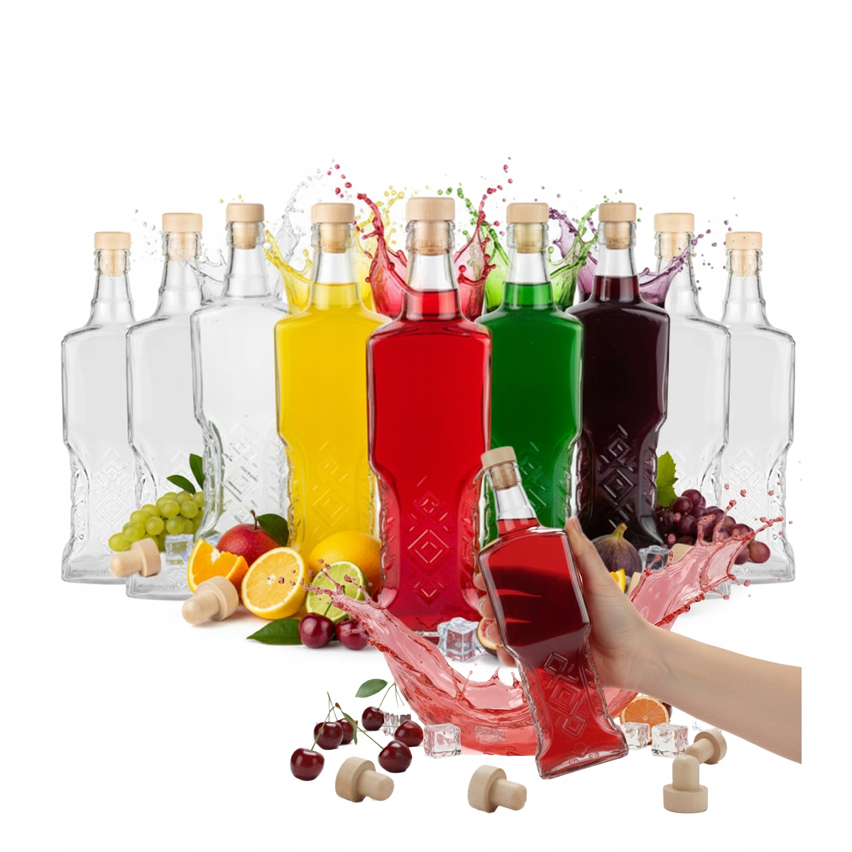 Set Mit 10 Flaschen À 500 Ml Ukrainischem Zierglas Für Liköre, Schnaps, Wein Und Säfte