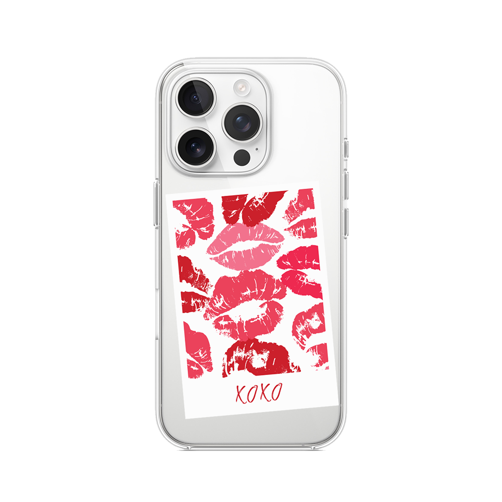 Hülle Für Iphone 16 Pro, Transparent, Mit Küssen- Und Polaroid-motiven