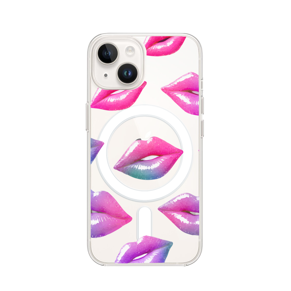Iphone 14 Plus Hülle Mit Magsafe, Rosa Lippen, Transparent