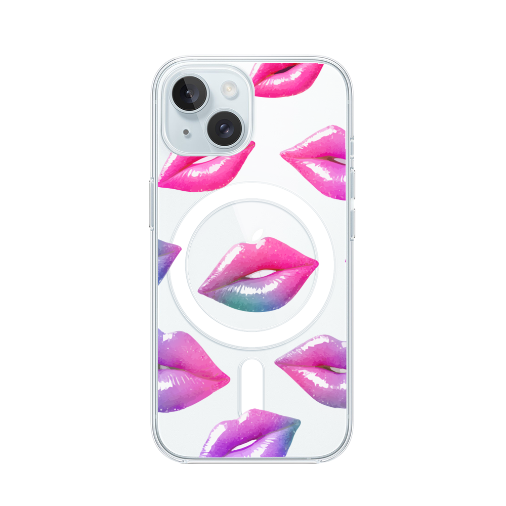 Iphone 15 Plus Hülle Mit Magsafe, Rosa Lippen, Transparent