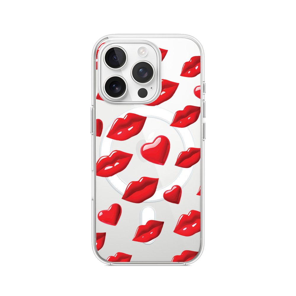 Iphone 16 Pro Hülle Mit Magsafe, Rote Lippen Zum Valentinstag, Transparent