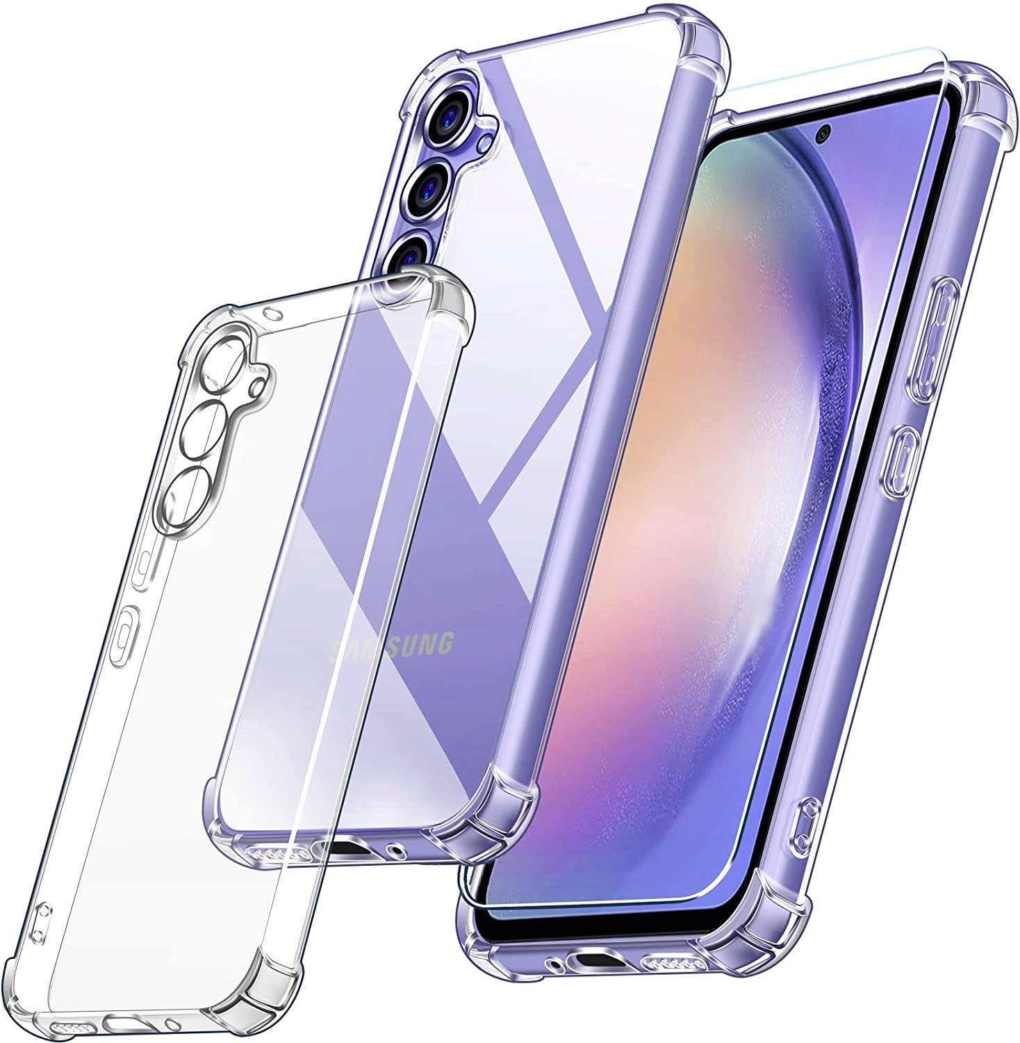 Transparente, Verstärkte Und Stoßfeste Schutzhülle Für Samsung A16 5g + Glas