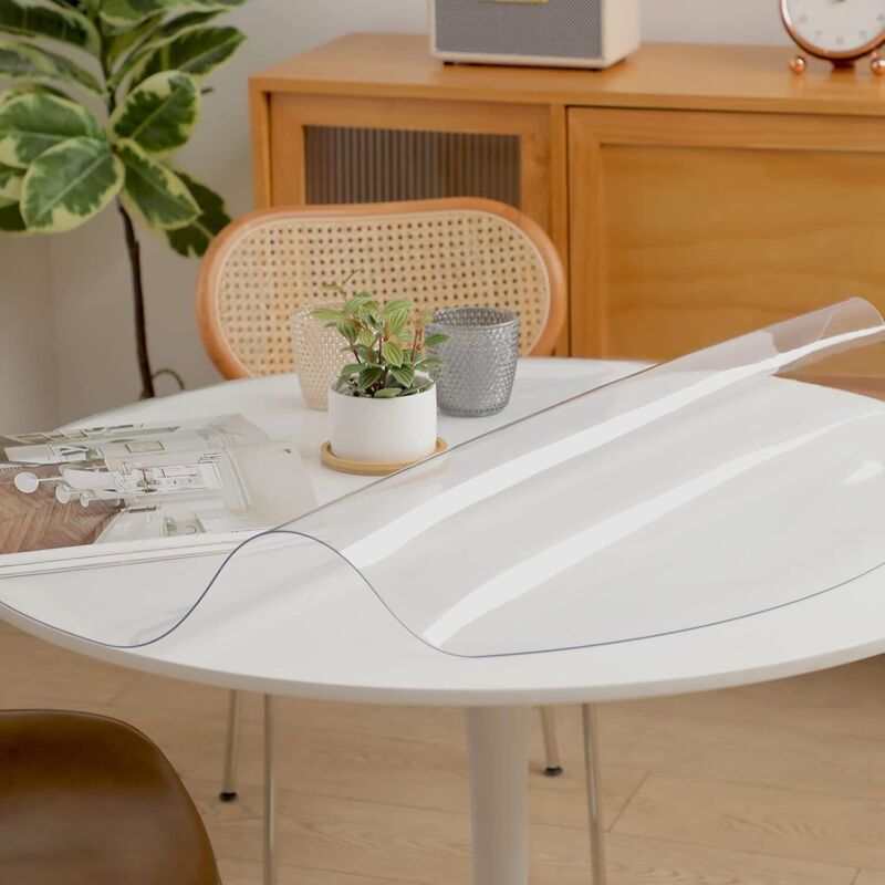 Runde, Transparente Tischdecke Aus 1,5 Mm Dickem Pvc – Schutz Für Holztische – Durchmesser 70 Cm – Leicht Zu Reinigen Und Zuzuschneiden