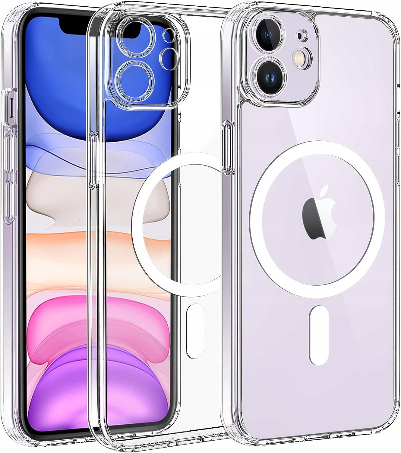 Magnetische Hülle Für Magsafe Für Iphone 11, Stoßfeste, Transparente Hülle + Glas