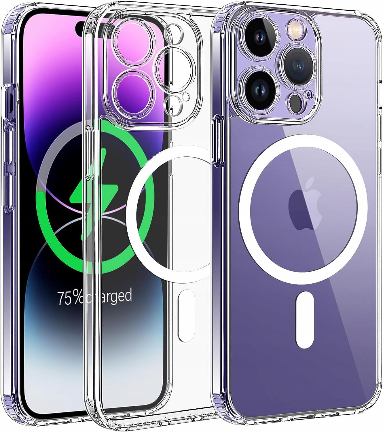 Magnetische Hülle Mit Magsafe Für Iphone 15 Pro Max, Transparente Hülle + Glas