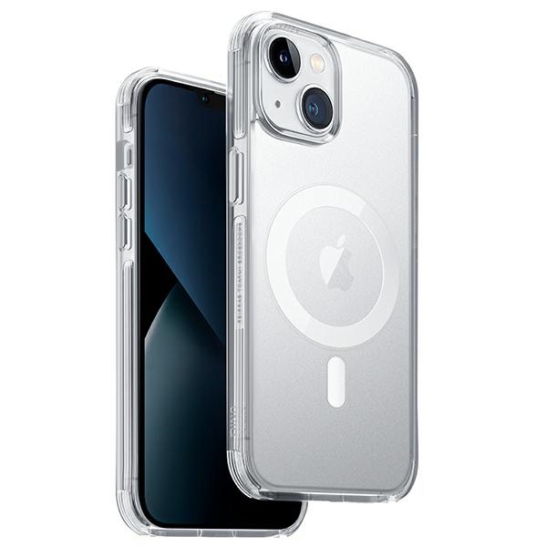 Uniq Combat Iphone 14 Plus / 15 Plus 6,7" Magclick Ladehülle, Transparent/taubengrau, Seidenmatt