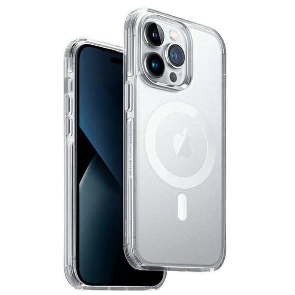 Uniq Combat Iphone 14 Pro Max 6,7" Magclick Ladehülle, Transparent/taubengrau, Seidenmatt