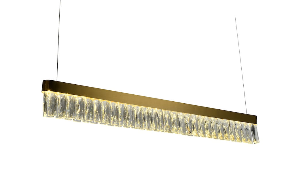Villach – Lineare Kristall-hängeleuchte 100 Cm, Goldmessing
