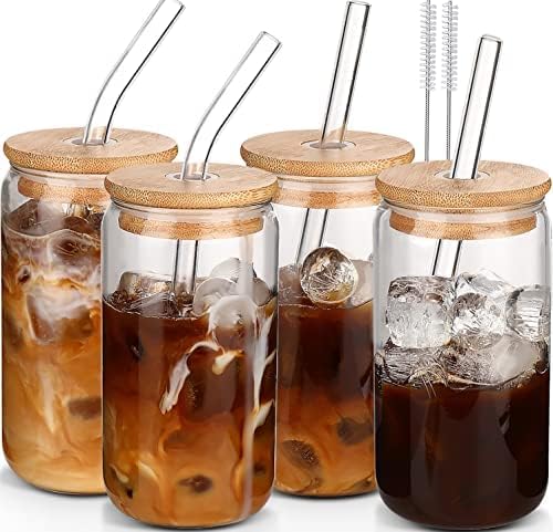 4-teiliges Gläser-set Mit Deckel Und Strohhalm – Dwts Kaffeetassen, Trinkbecher-set, Gläser Mit Strohhalm