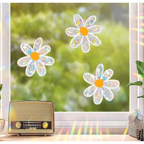 Gänseblümchen-sonnenfänger-prismen-fensteraufkleber, Transparente Fensteraufkleber, Antikollisions-fensteraufkleber, Kollisionswarn-fensteraufkleber, Sonnenfänger-aufkleber, Schutz