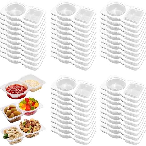 Set Mit 40 Wiederverwendbaren Doppelbehältern, Gewürzgläsern, Snackgläsern Mit Deckel, Soßenbehältern, Transparent Und Tragbar