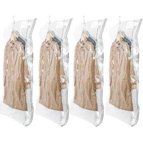 Set Mit 4 Hängenden Vakuum-aufbewahrungsbeuteln Für Kleidung, 135 X 70 Cm, Vakuumbeutel Für Anzüge, Mäntel, Jacken