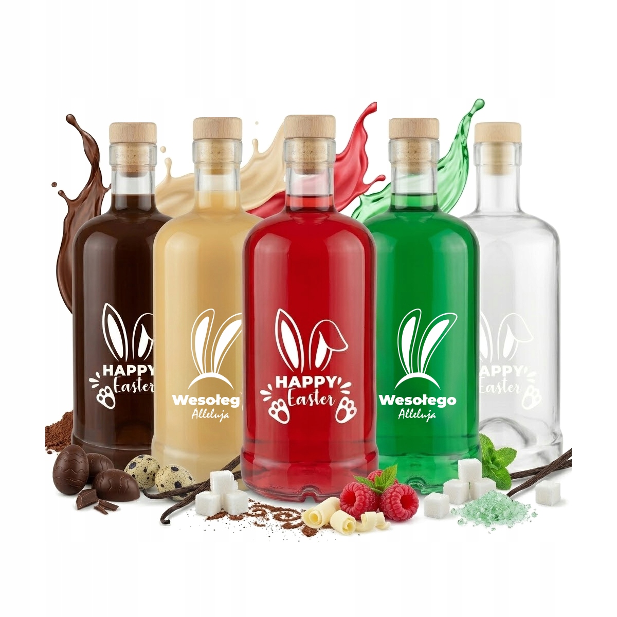 5x Tadek-flasche 500 Ml Mit Ostermotiv Für Eierlikör-geschenkset