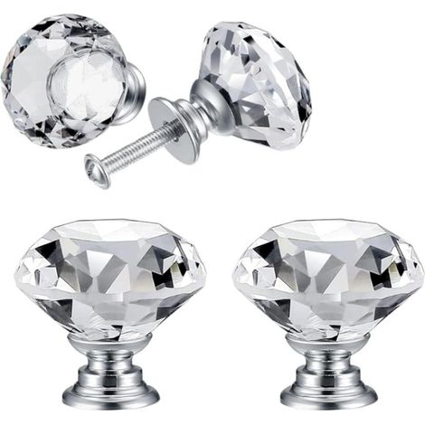 30 Mm Kristall-türknauf, 4 Stück, Diamantgriffe, Diamant-möbelgriffe, Schrankknöpfe, Schubladenknöpfe, Küchenknöpfe