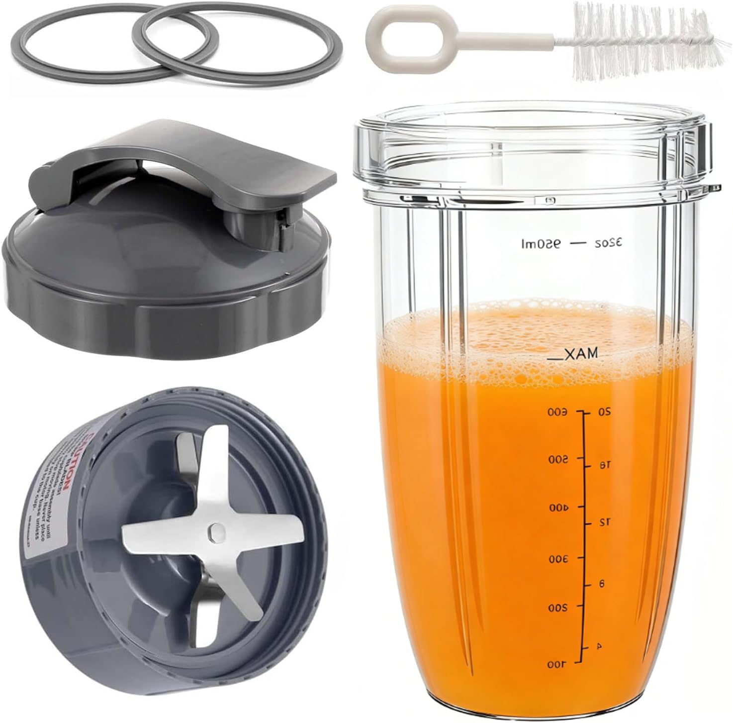 Ersatzteile Für Nutribullet, Kompatibel Mit Nutribullet Mixer 600w Und Pro 900w, 2 Kompatible Deckelringe, 950-ml-becher Und Extraktionsklinge, Mit Klappdeckel Für Unterwegs