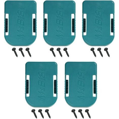 Set Mit 5 Akkuhaltern Für Makita- Und Bosch-18v-akkus, Inklusive Gürtelclip Zur Wand- Oder Regalmontage