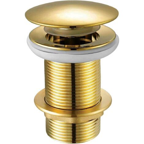 Spülbeckenstöpsel Aus Massivem Messing, Glatt, Runde Pilzkuppelform, Klick-klack-verschluss, Goldfarben, Für Bad Und Küche
