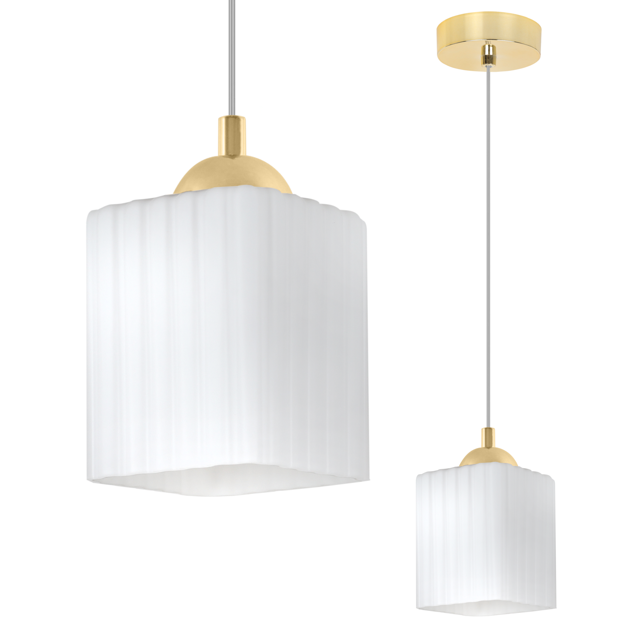 Riffle Gold-pendelleuchte, 1er-pack, Weißer Würfel, E27