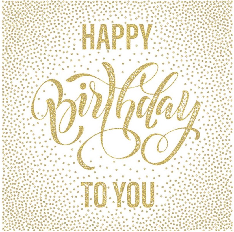 Goldene Servietten „alles Gute Zum Geburtstag“, 33 X 33 Cm, 20 Stück