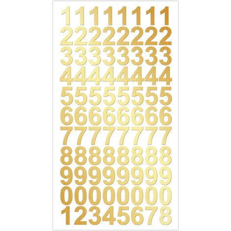 Einfach Anzubringende, 15 X 10 Mm Große Zahlenaufkleber In Glänzendem Gold – 88 Hochwertige Klebezahlen – Zahlenaufkleber Von 0 Bis 9 – Wasserfeste Zahlenaufkleber