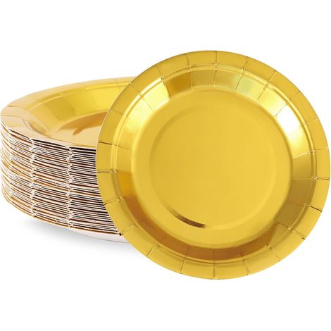 50-teiliges Goldenes Partyteller-set, 18 Cm Einweg-dessertteller Aus Pappe, Partygeschirr Für Taufen Und Geburtstage