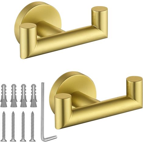 Handtuchhaken Fürs Badezimmer, Goldener Handtuchhaken Für Küche Und Bad, Kleiderhaken Aus Edelstahl Sus304, Robuste Doppelhaken Für Die Tür