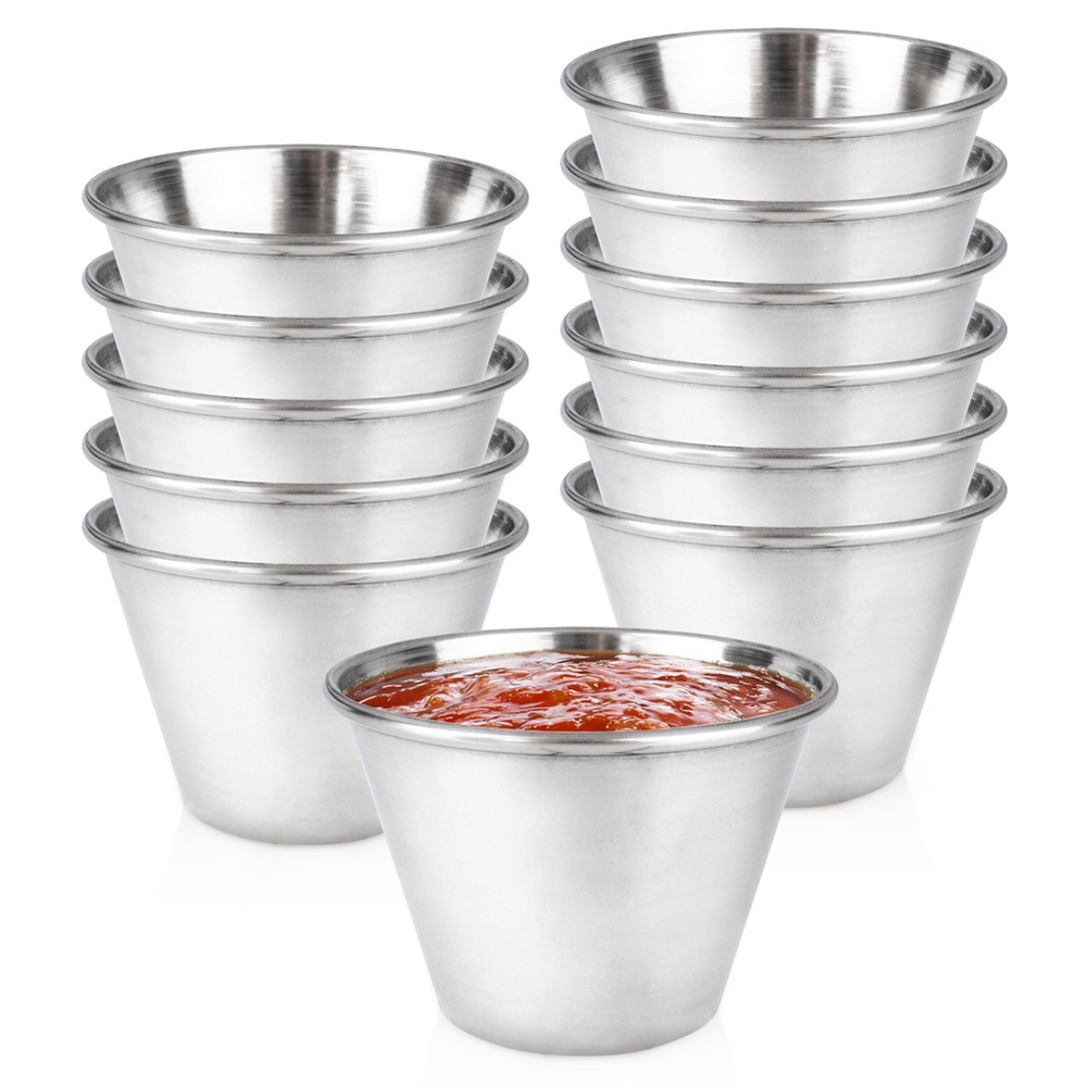 12er-pack Stahl-dipschalen, Saucenboote, Dipschalen, Behälter, 6 Cm, 75 Ml